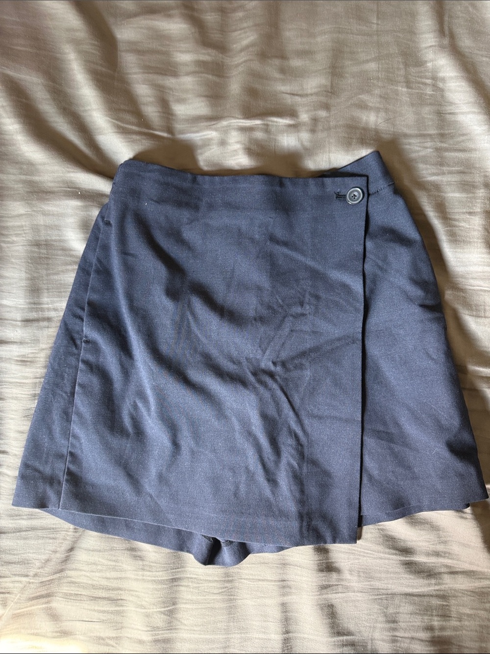 Uniqlo Navy Wrap-Front Skort with Button Detail